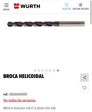 Lote Broca Helicoidal Würth HSCO 5mm y 4mm