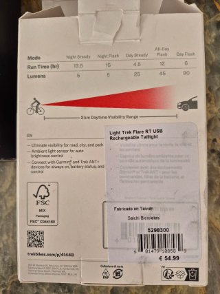 Luz trasera Trek Flare RT USB Recargable