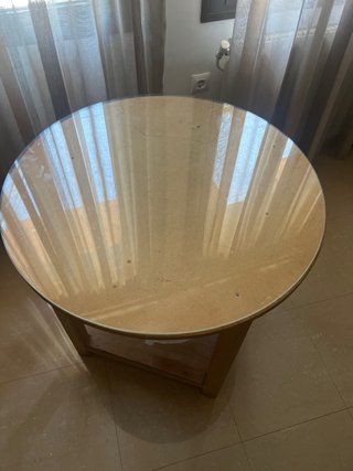 Mesa auxiliar madera y cristal