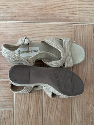 Sandalias cuña esparto beige talla 36