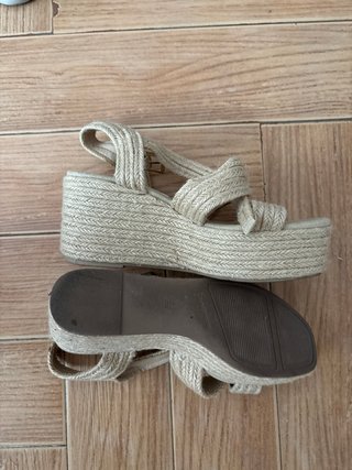 Sandalias cuña esparto beige talla 36