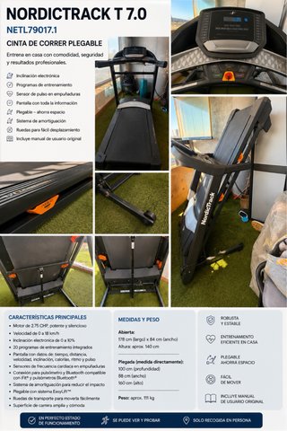 Cinta de Correr NordicTrack T7.0