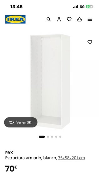 Estructura armario IKEA PAX blanco 75x58x201 NUEVO
