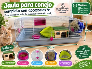 Jaula para Conejo Completa con Accesorios