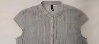 Camisa de mujer gris claro, talla S. Algodón