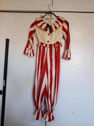 Disfraz Payaso Maléfico Rayas Rojas 120cm