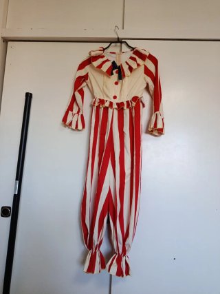 Disfraz Payaso Maléfico Rayas Rojas 120cm