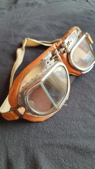 Gafas Antiguas Moto Aviación Cuero,Cristal,Metal