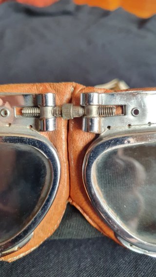 Gafas Antiguas Moto Aviación Cuero,Cristal,Metal