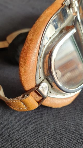 Gafas Antiguas Moto Aviación Cuero,Cristal,Metal