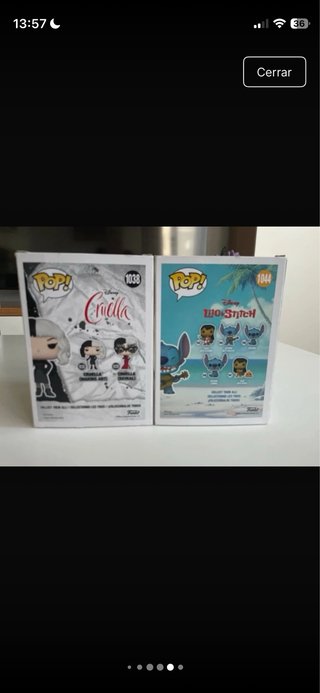 Funko Pop Stitch 1044 y Cruella 1038