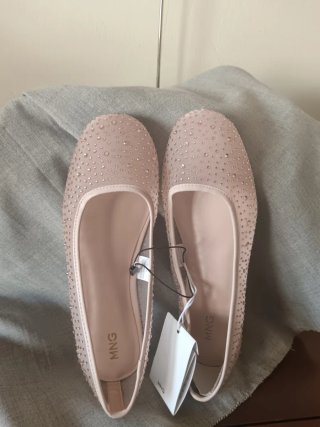 Bailarinas Mango Beige/Rosa con Brillantes