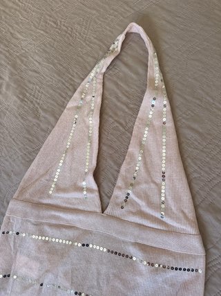 Top Zara Halter Brillos Talla Única