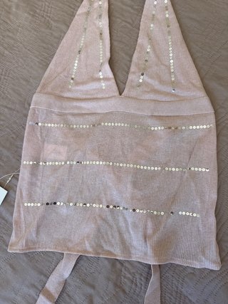 Top Zara Halter Brillos Talla Única