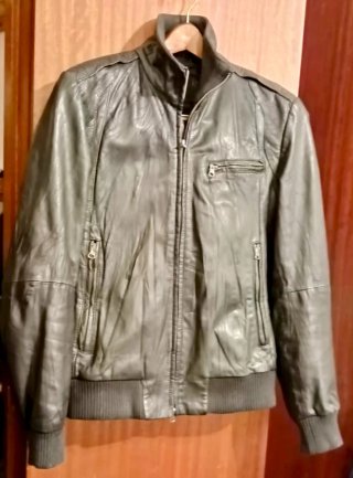 Cazadora Biker Piel Zara negra