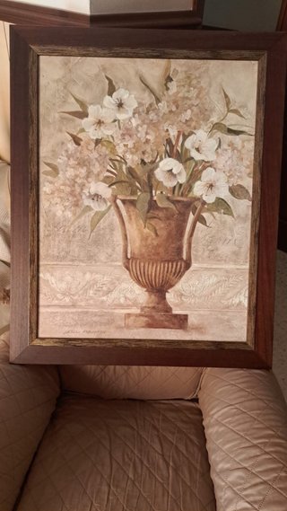 Cuadro antiguo flores en jarrón