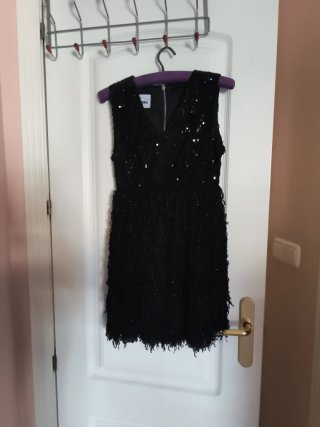 Vestido fiesta lentejuelas flecos