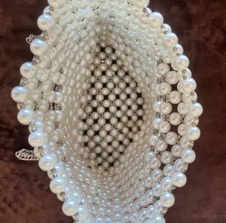 Bolso Zara Perlas Blanco y Plateado