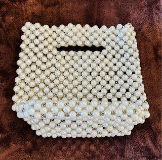 Bolso Zara Perlas Blanco y Plateado