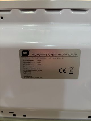 Microondas OK. OMW 2024-3 W (700W/20L) NUEVO