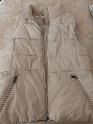 Chaleco acolchado mujer cremallera beige