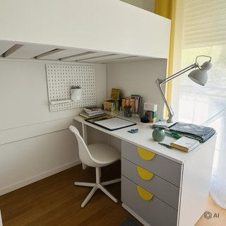 Cama alta SMÅSTAD IKEA con escritorio 90x200