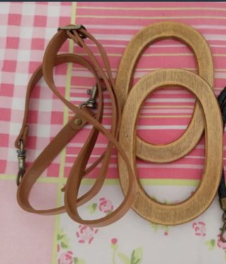 Asas de bolso de madera y cuero
