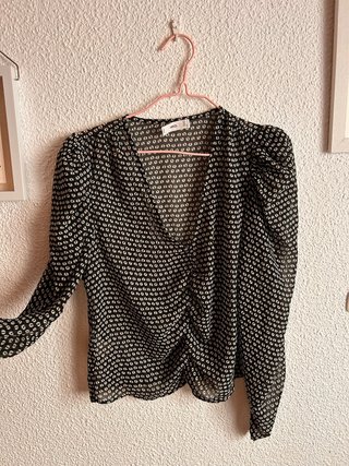 Blusa Mango Transparente Estampada XS
