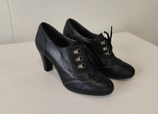 Zapatos Oxford Piel Tacón Ancho 39 Hecho en España