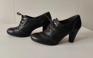 Zapatos Oxford Piel Tacón Ancho 39 Hecho en España