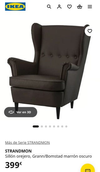 Strandmon, sillón orejero, piel marrón, 2 por uno!