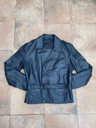 Chaqueta piel vacuno negra estilo motera talla XXL