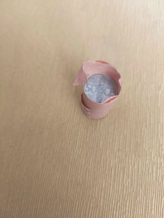 Medio cartucho antiguo de monedas de 50 céntimos