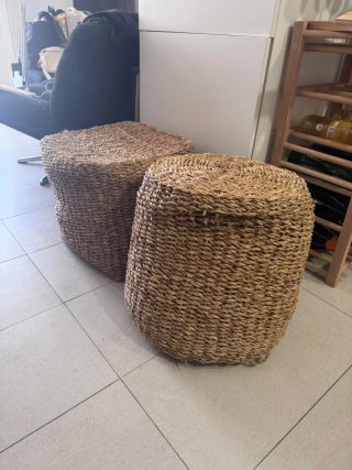 Taburetes de yute/mimbre (2 unidades)