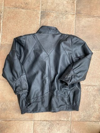 Chaqueta piel negra vintage estilo biker Y2K- L