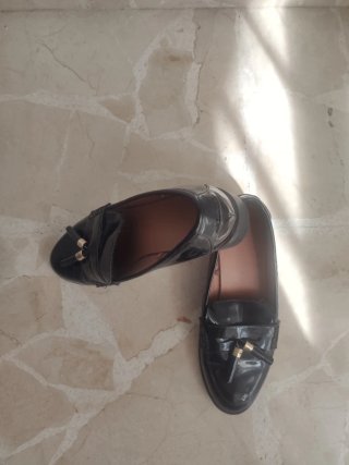 Mocasines negros tacón alto con plataforma