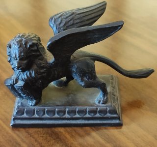 Fermacarte Leone Alato Bronzo
