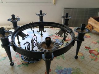 Lámpara forja rústica antigua