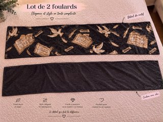 Lote 2 pañuelos seda beige y negro