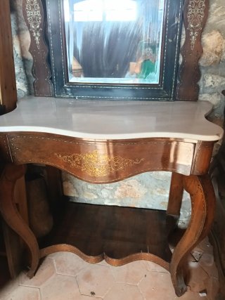 Recibidor-Consola antiguo marquetería mármol