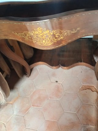Recibidor-Consola antiguo marquetería mármol