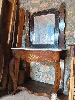 Recibidor-Consola antiguo marquetería mármol