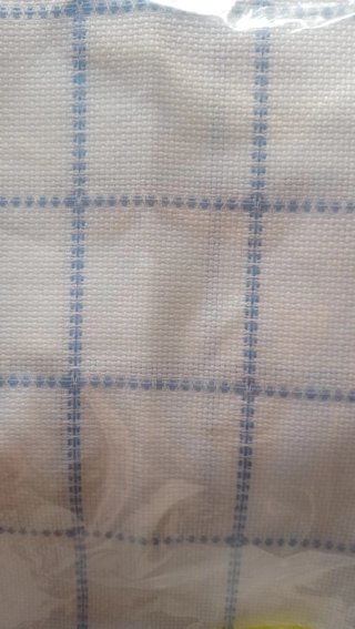 Tela Aida Cuadros Azul y Blanco