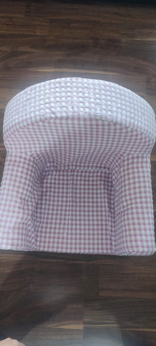 Poltrona per bambini a quadri vichy rosa e bianco