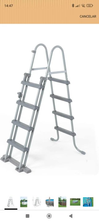 Escalera Piscina 1.22M/48 Plata