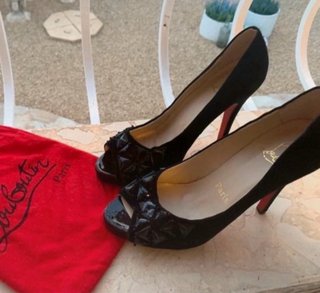 Zapatos Christian Louboutin Negros Tacon Peep Toe