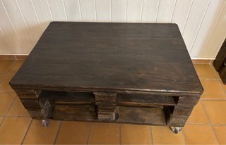 Mesa Palet + Mesitas + Estantería Madera