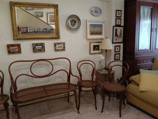 Conjunto Thonet Sillas y Banco Madera Curvada