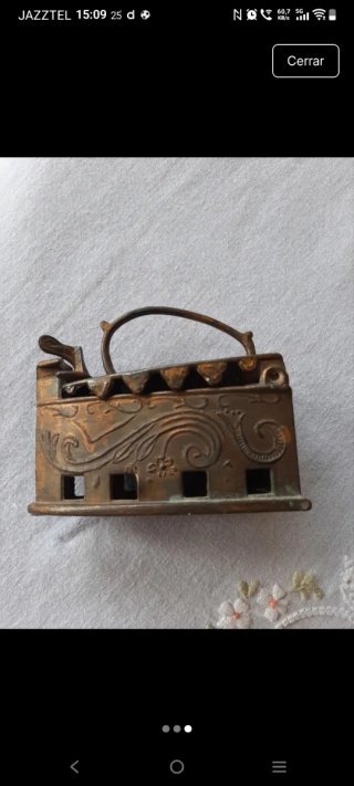 Plancha antigua de carbón bronce
