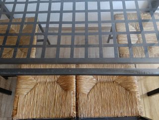 Comedor hierro y vidrio con 4 sillas